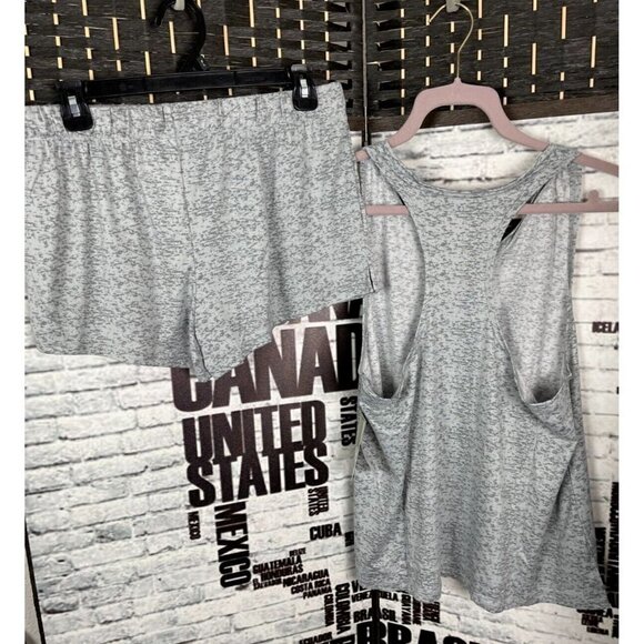 Spyder L Logo Gray Heather Racerback Drawstring Waist Tank & Shorts Lounge Set - Picture 2 of 7